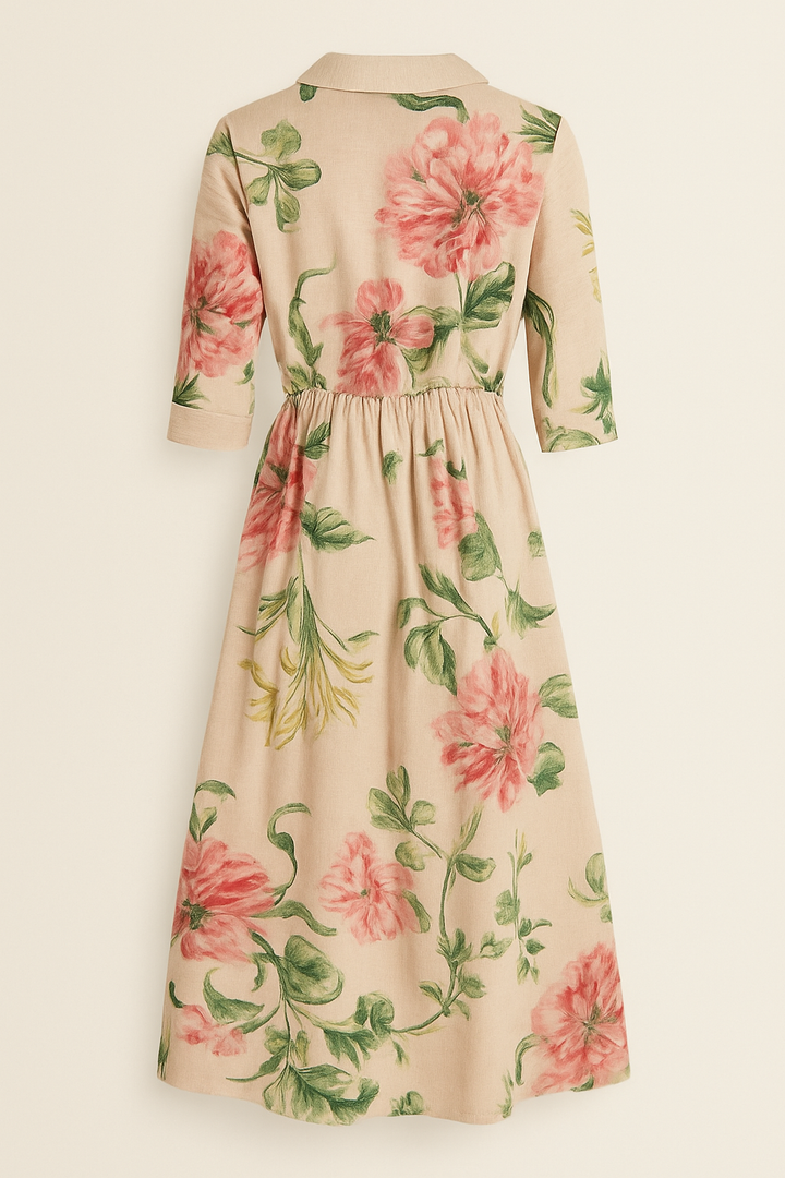 Poe - Vintage kanten jurk met botanische bloemenprint