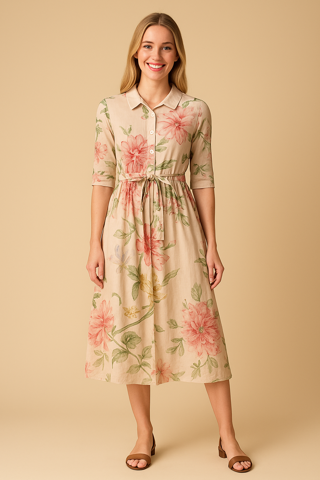 Poe - Vintage kanten jurk met botanische bloemenprint