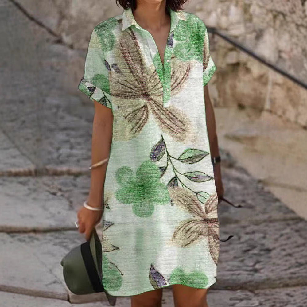 Polyester Mix Jurk – Losse Vorm & Knoopdetails