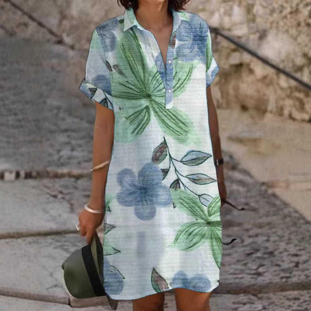 Polyester Mix Jurk – Losse Vorm & Knoopdetails