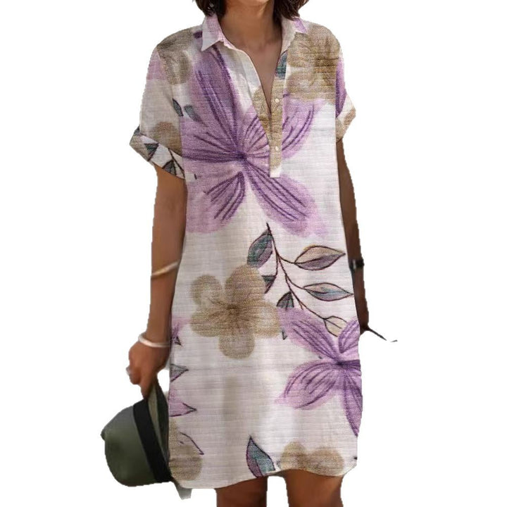 Polyester Mix Jurk – Losse Vorm & Knoopdetails