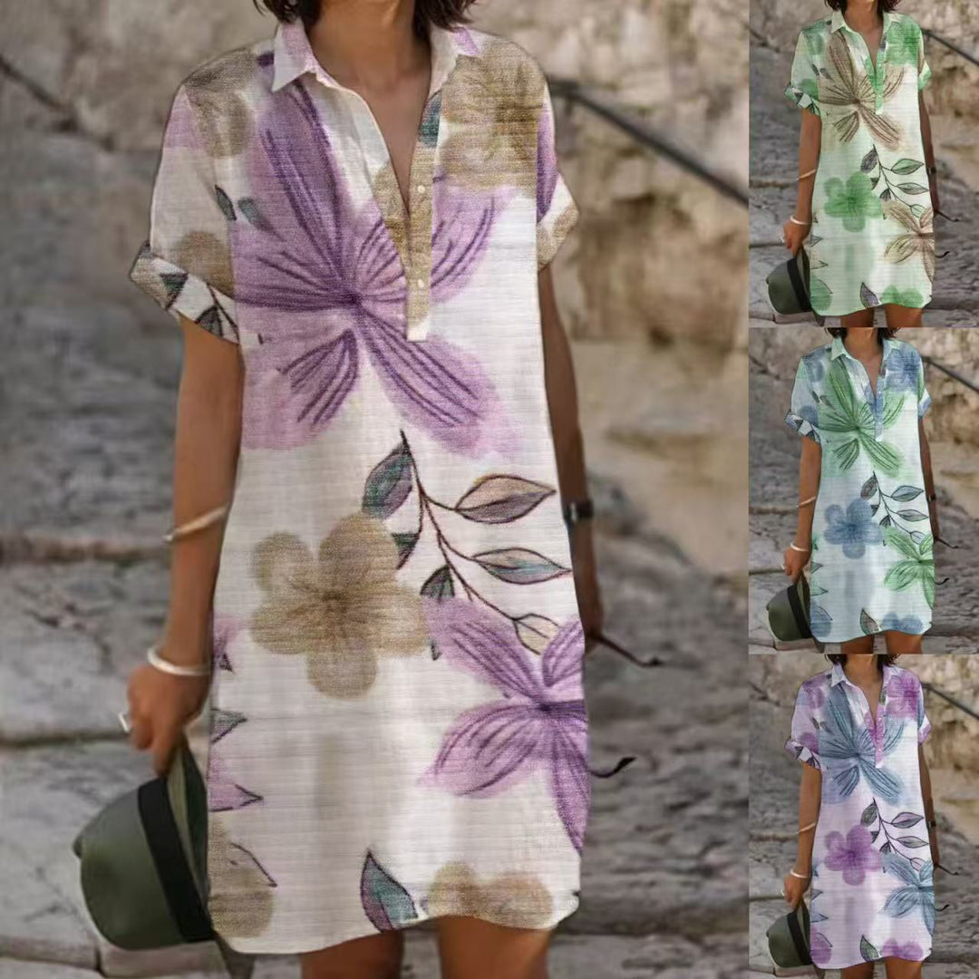 Polyester Mix Jurk – Losse Vorm & Knoopdetails