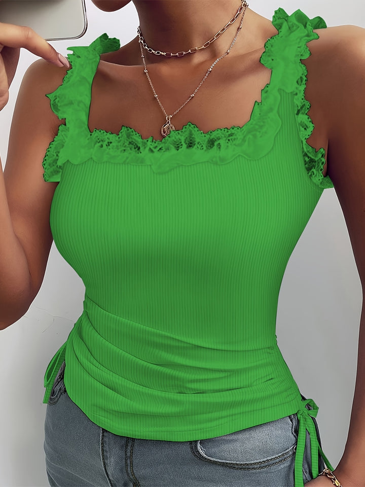 Polyester Tanktop – Effen Kleur & Kantdetail