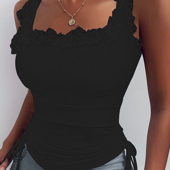 Polyester Tanktop – Effen Kleur & Kantdetail