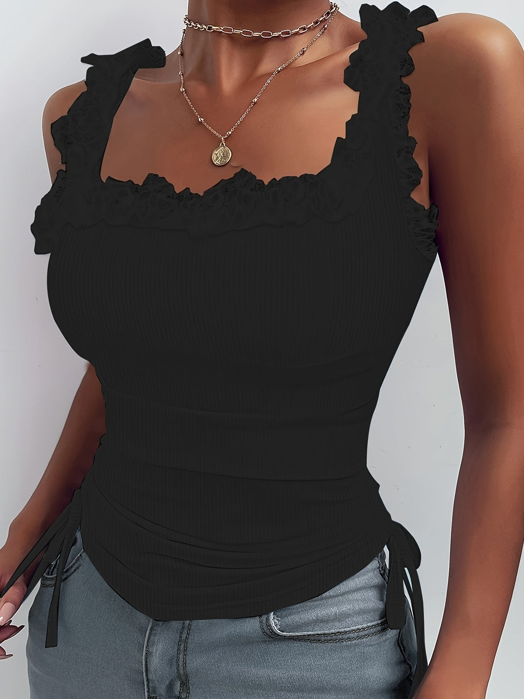 Polyester Tanktop – Effen Kleur & Kantdetail