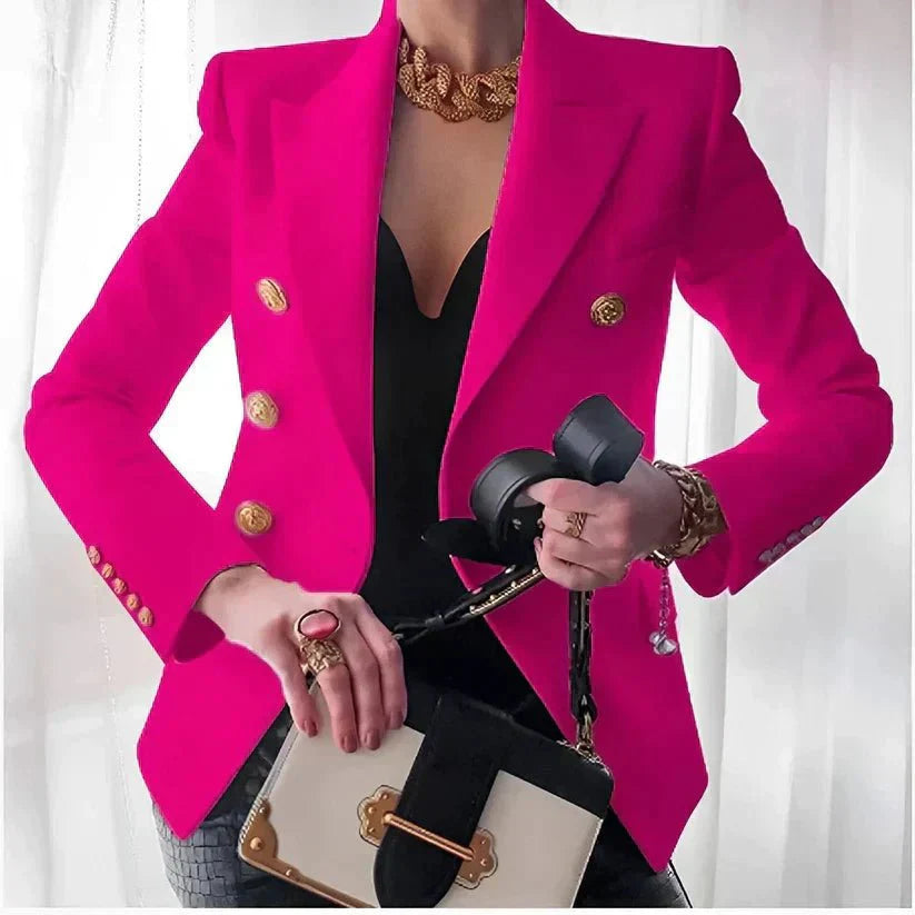 Polyestermix Blazer – Dubbele Knopen En Getailleerd
