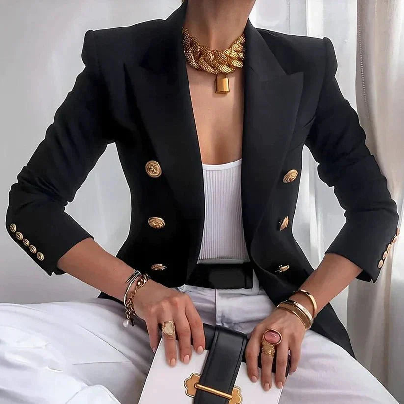 Polyestermix Blazer – Dubbele Knopen En Getailleerd