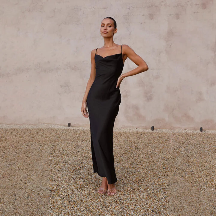 Polyestermix Maxi Jurk – Slipvorm & Extra Lange Val