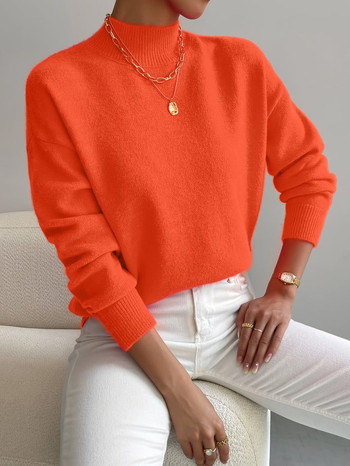 Pullover Trui – Mock Neck Drop Shoulder & Flexibele Vorm