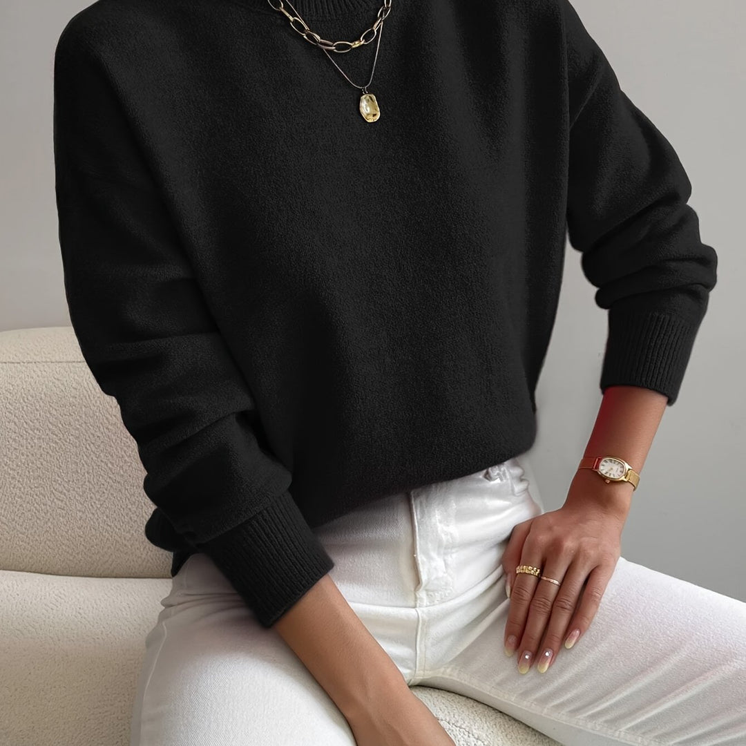 Pullover Trui – Mock Neck Drop Shoulder & Flexibele Vorm