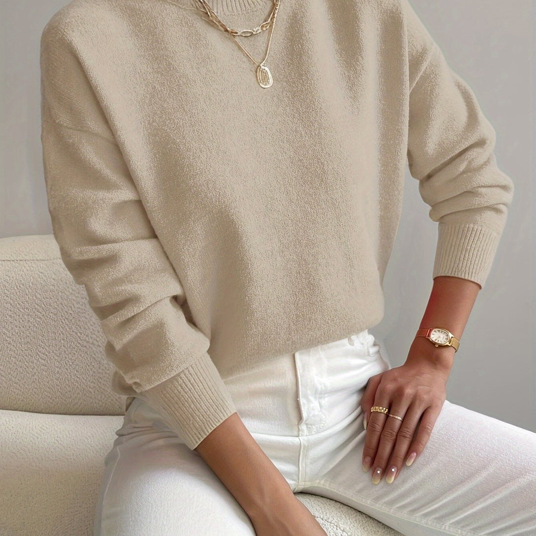 Pullover Trui – Mock Neck Drop Shoulder & Flexibele Vorm