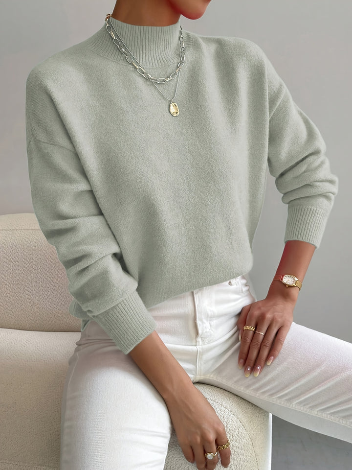 Pullover Trui – Mock Neck Drop Shoulder & Flexibele Vorm