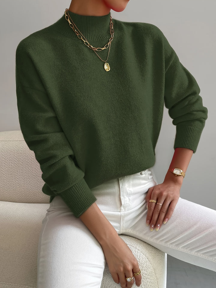 Pullover Trui – Mock Neck Drop Shoulder & Flexibele Vorm
