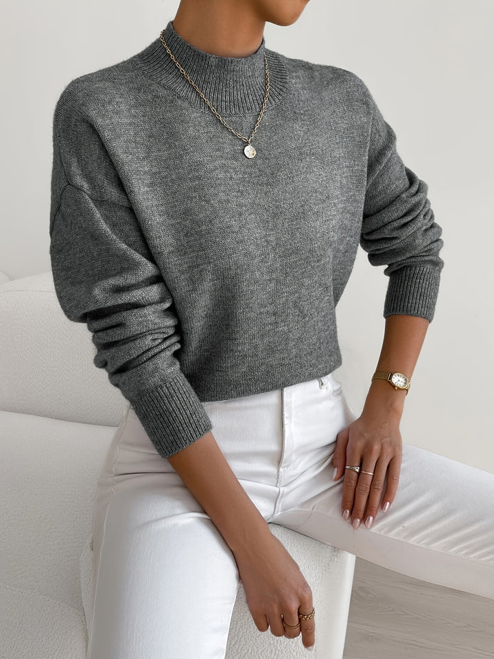 Pullover Trui – Mock Neck Drop Shoulder & Flexibele Vorm