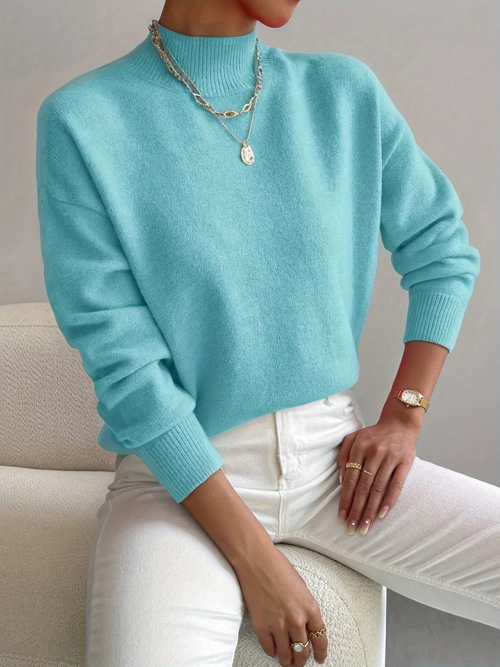Pullover Trui – Mock Neck Drop Shoulder & Flexibele Vorm