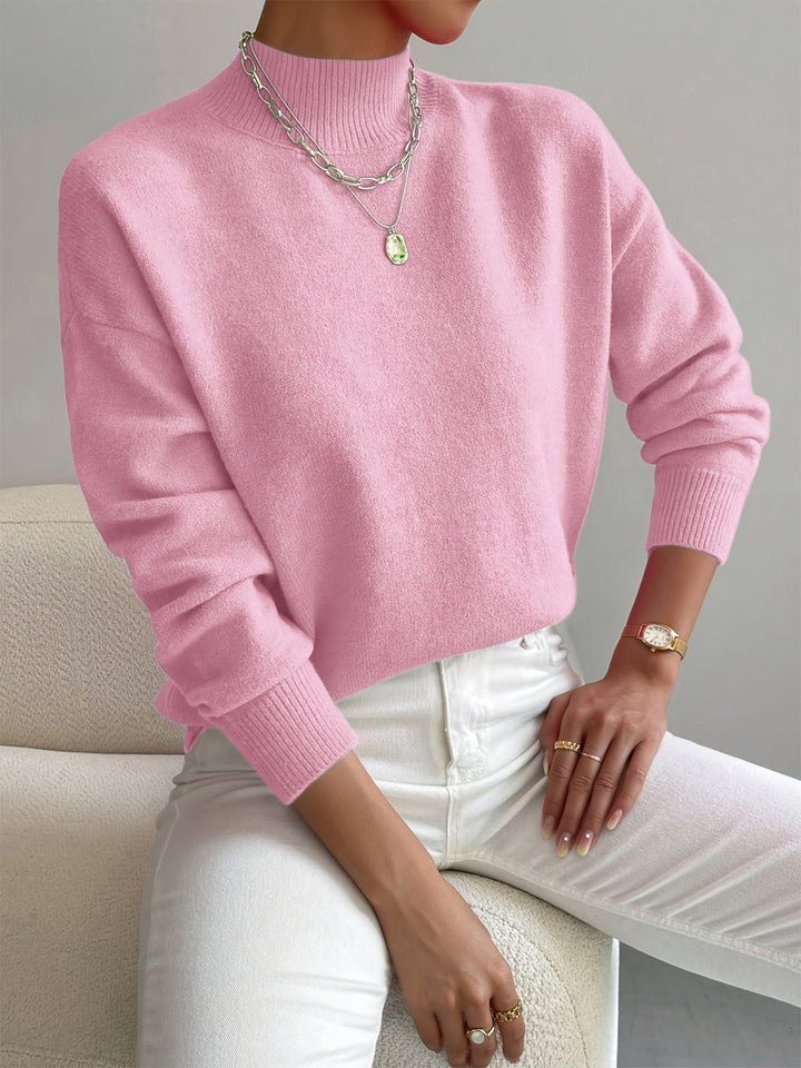 Pullover Trui – Mock Neck Drop Shoulder & Flexibele Vorm