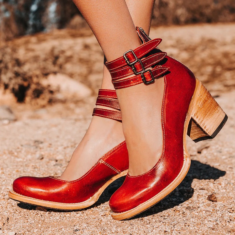 Pumps met Grove Hak – Dubbel Enkelbandje & Blokhak