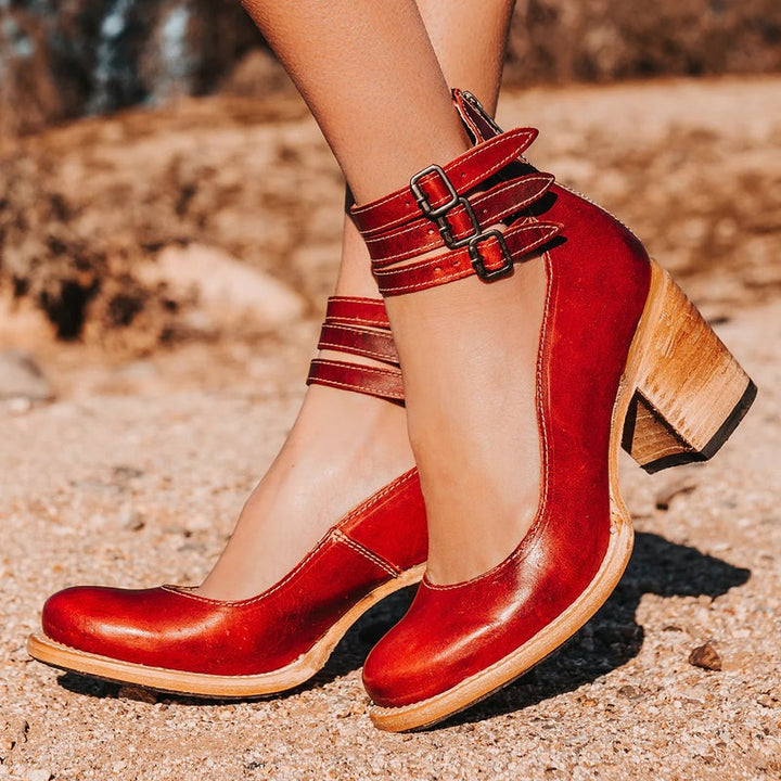 Pumps met Grove Hak – Dubbel Enkelbandje & Blokhak