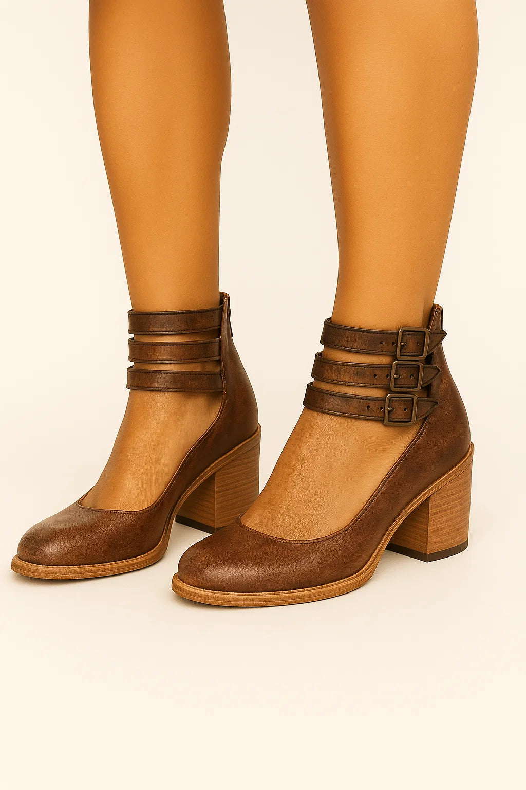 Pumps met Grove Hak – Dubbel Enkelbandje & Blokhak