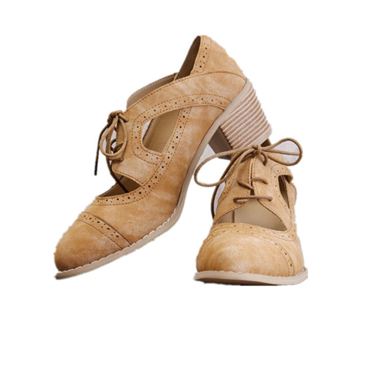 Retro Lace-Up Casual Shoes – Stevig Bovenmateriaal & Ruime Snit