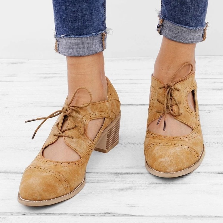 Retro Lace-Up Casual Shoes – Stevig Bovenmateriaal & Ruime Snit
