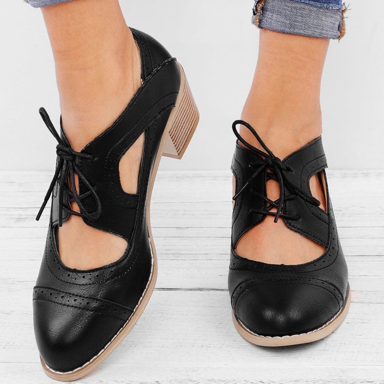Retro Lace-Up Casual Shoes – Stevig Bovenmateriaal & Ruime Snit
