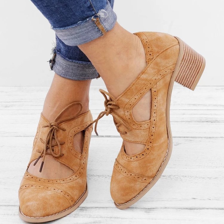 Retro Lace-Up Casual Shoes – Stevig Bovenmateriaal & Ruime Snit