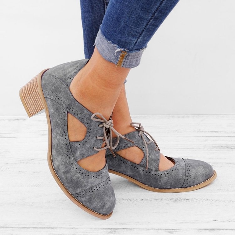 Retro Lace-Up Casual Shoes – Stevig Bovenmateriaal & Ruime Snit
