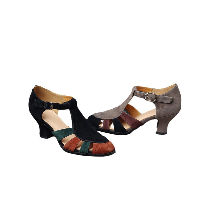 Retro Opengewerkte Sandalen - Ronde Teen & Gespsluiting