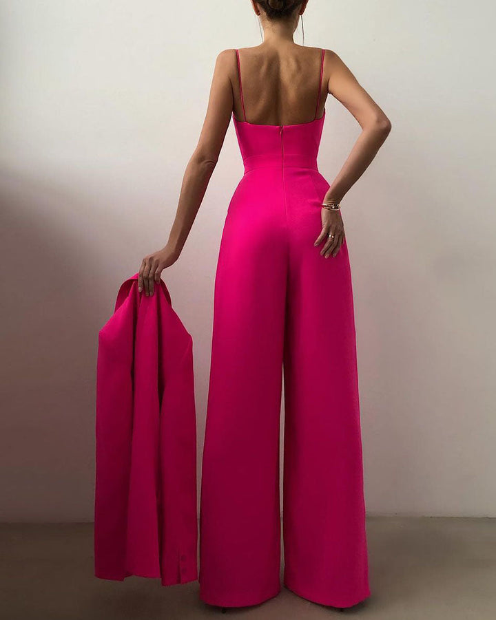 Saige - jumpsuit met rechte pijpen en hoge taille met dunne bandjes