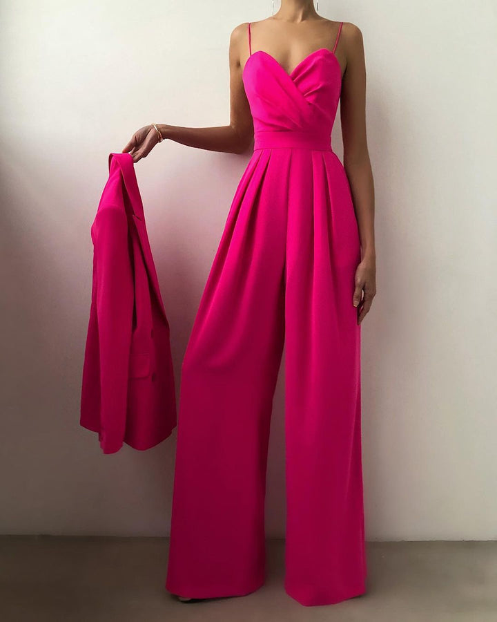Saige - jumpsuit met rechte pijpen en hoge taille met dunne bandjes