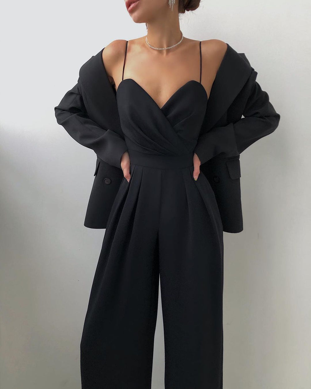 Saige - jumpsuit met rechte pijpen en hoge taille met dunne bandjes