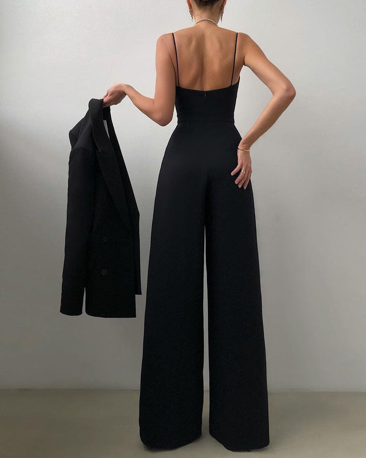 Saige - jumpsuit met rechte pijpen en hoge taille met dunne bandjes