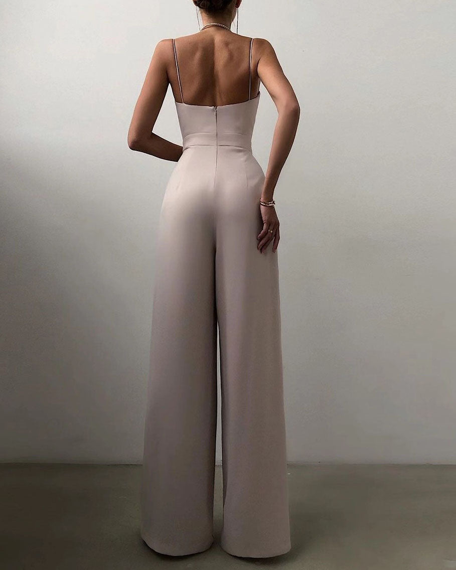 Saige - jumpsuit met rechte pijpen en hoge taille met dunne bandjes