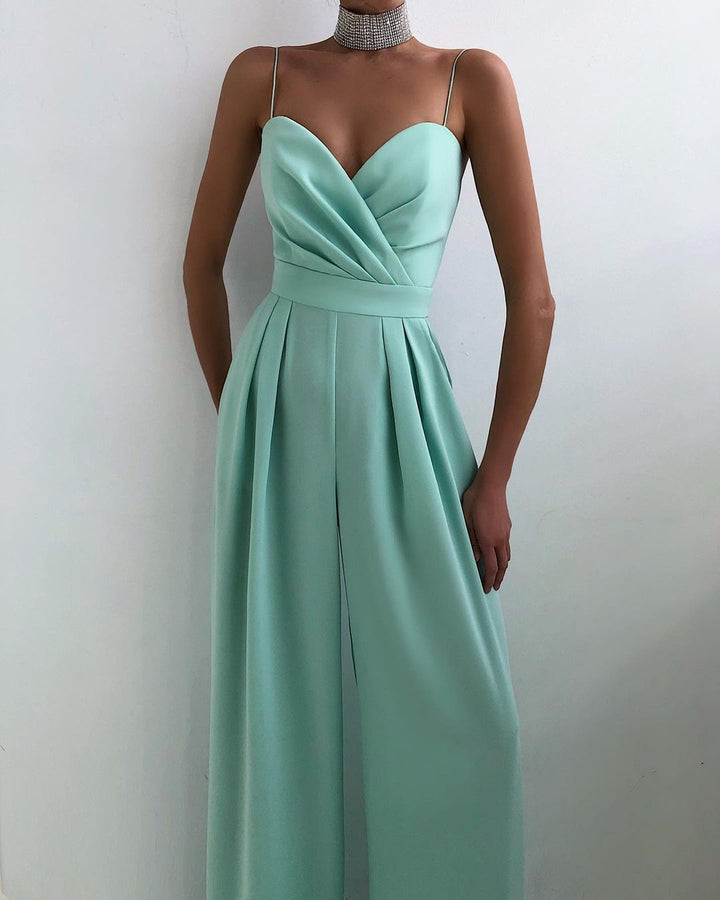 Saige - jumpsuit met rechte pijpen en hoge taille met dunne bandjes