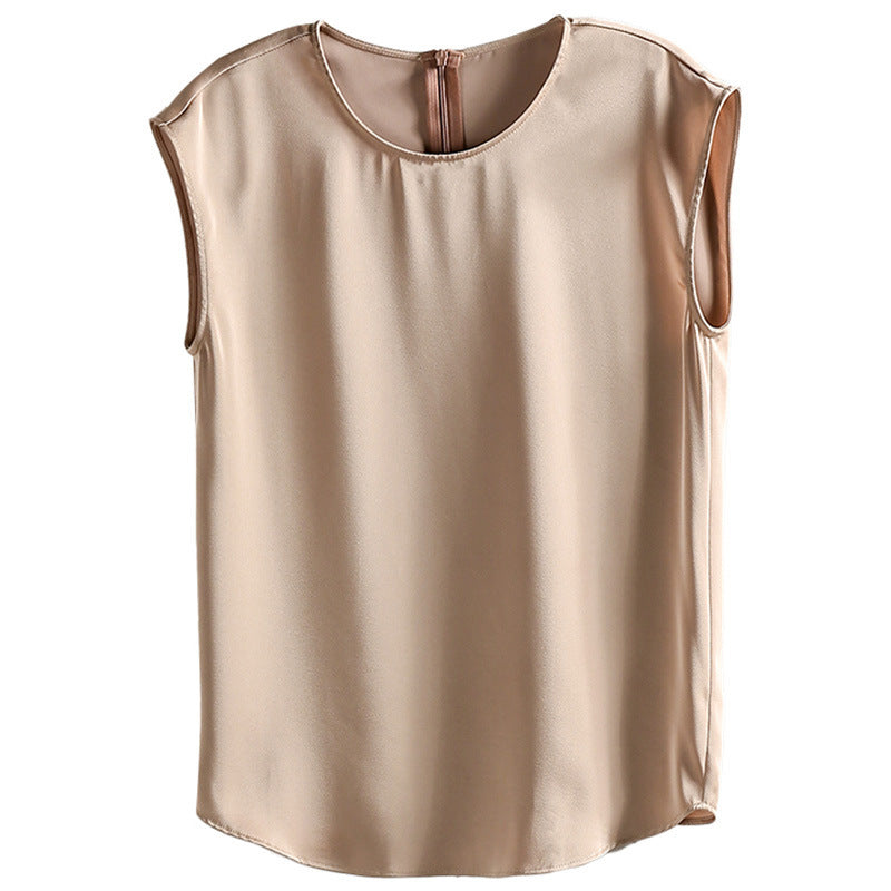 Satin Camisole Top – Ronde Hals & Mouwloze Stijl