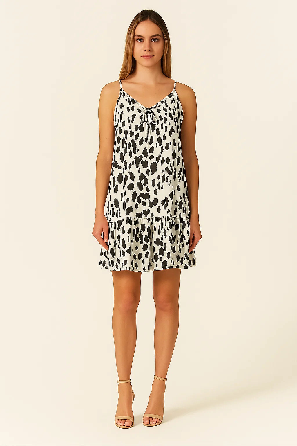Schouderjurk - V-hals & Volants Zoom met Ademend Materiaal