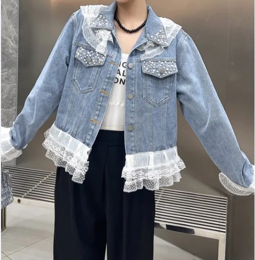 Sellana - Blauwe Denim Patchwork Bovenkleding