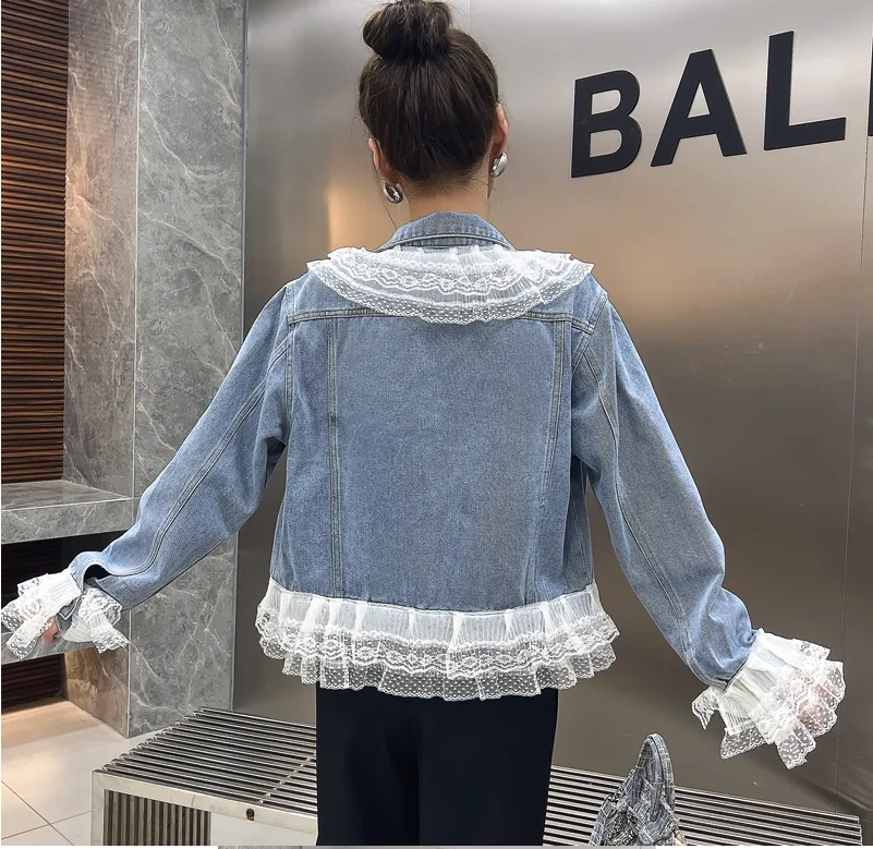 Sellana - Blauwe Denim Patchwork Bovenkleding
