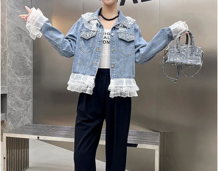 Sellana - Blauwe Denim Patchwork Bovenkleding