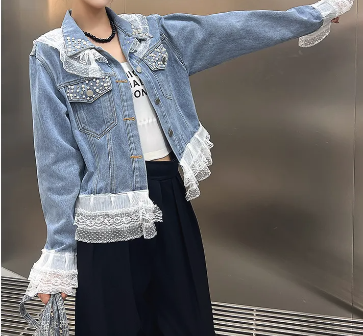 Sellana - Blauwe Denim Patchwork Bovenkleding