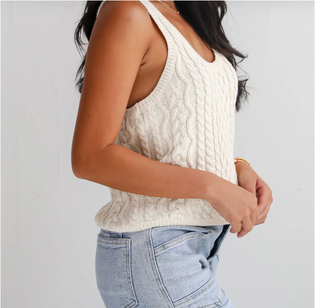 Gebreide Tanktop – Ronde Hals & Licht Elastische Stof