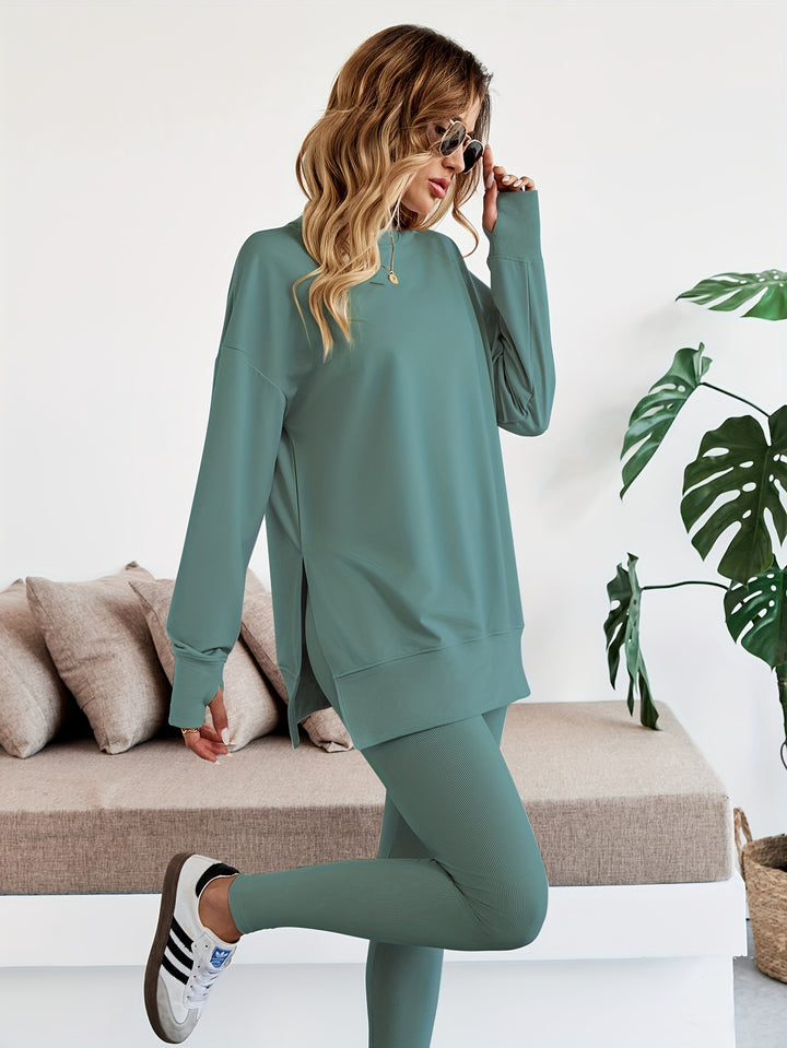 Set – Lange Top met Zijsplitten & Aansluitende Legging