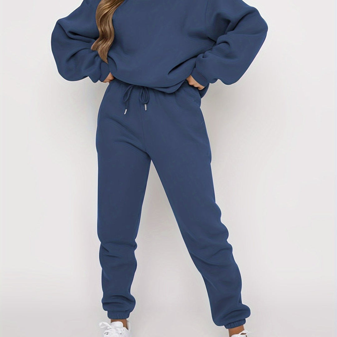 Set – Pullover met Los Model & Broek met Elastische Taille