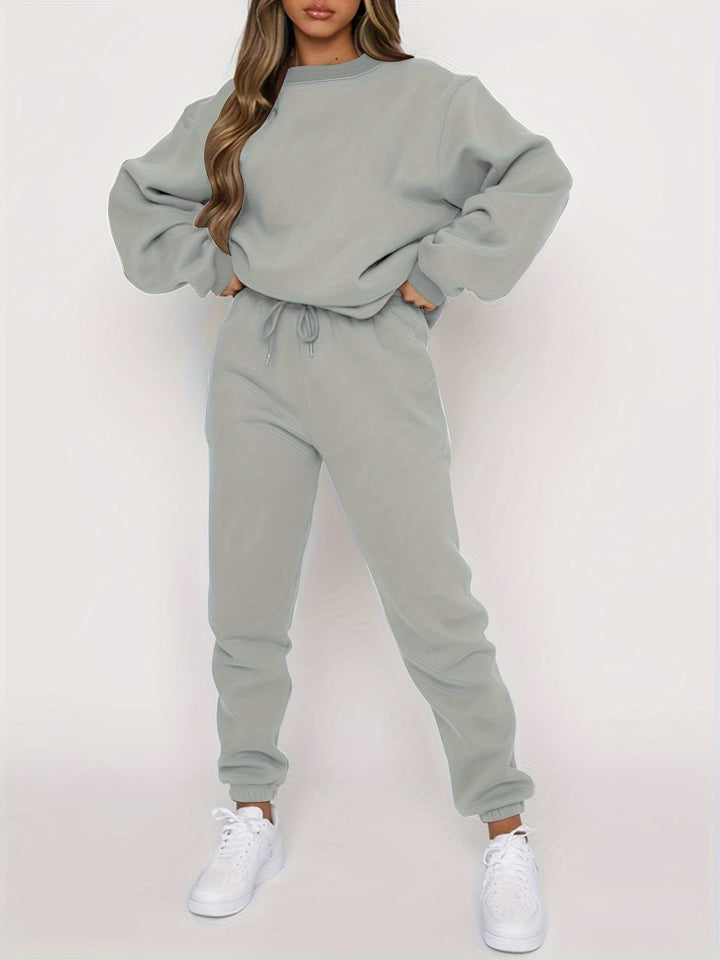Set – Pullover met Los Model & Broek met Elastische Taille