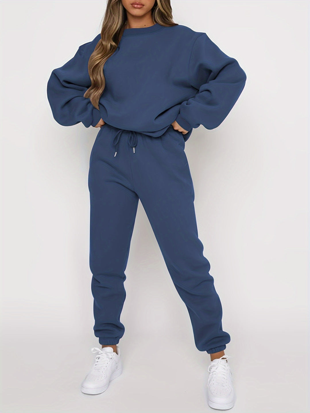 Set – Pullover met Los Model & Broek met Elastische Taille