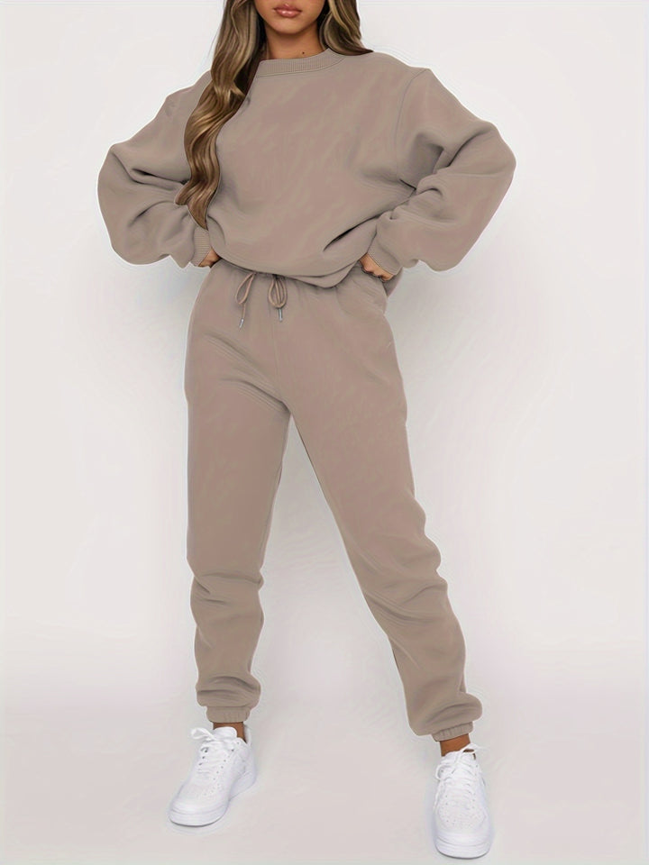 Set – Pullover met Los Model & Broek met Elastische Taille