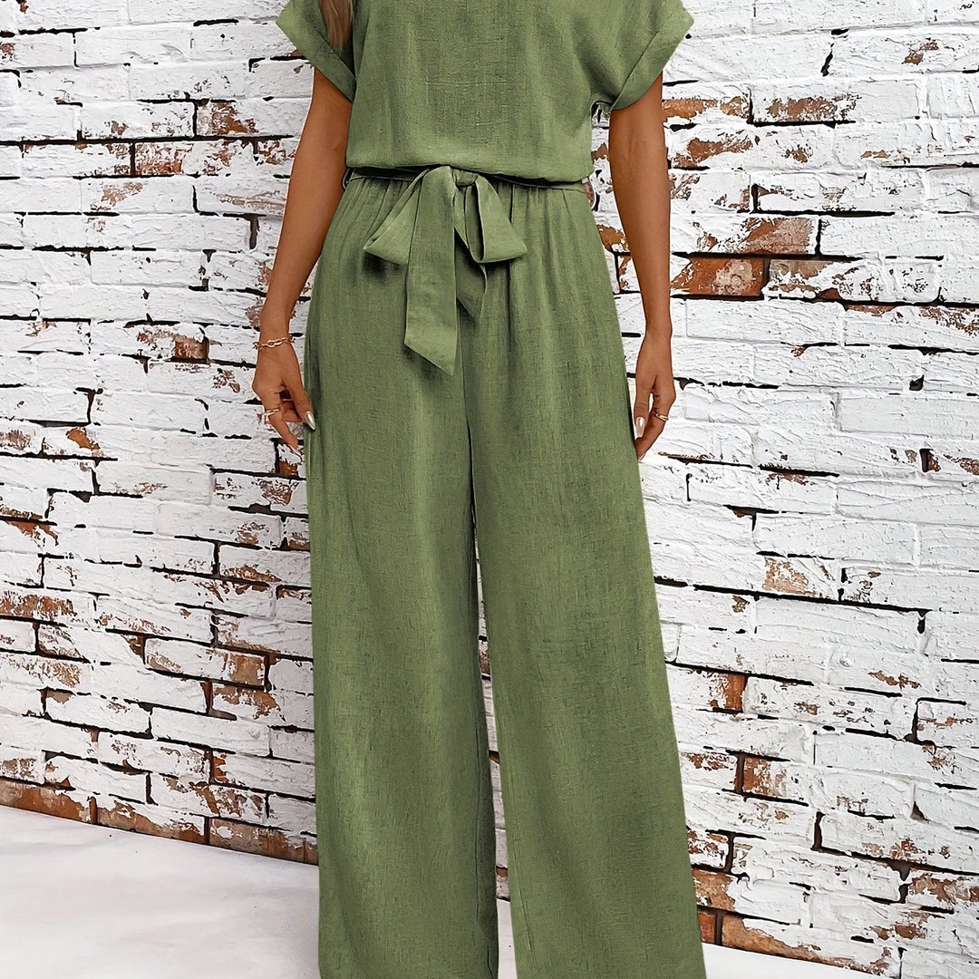 Set – Rond Hals Top Met Vleermuismouwen En Losse Vorm