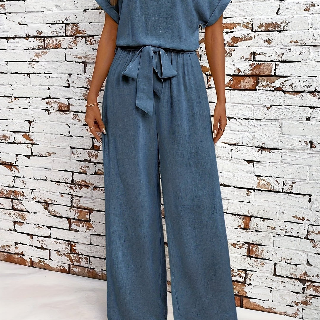Set – Rond Hals Top Met Vleermuismouwen En Losse Vorm