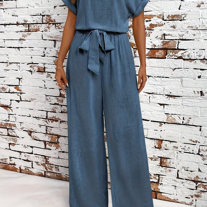 Set – Rond Hals Top Met Vleermuismouwen En Losse Vorm